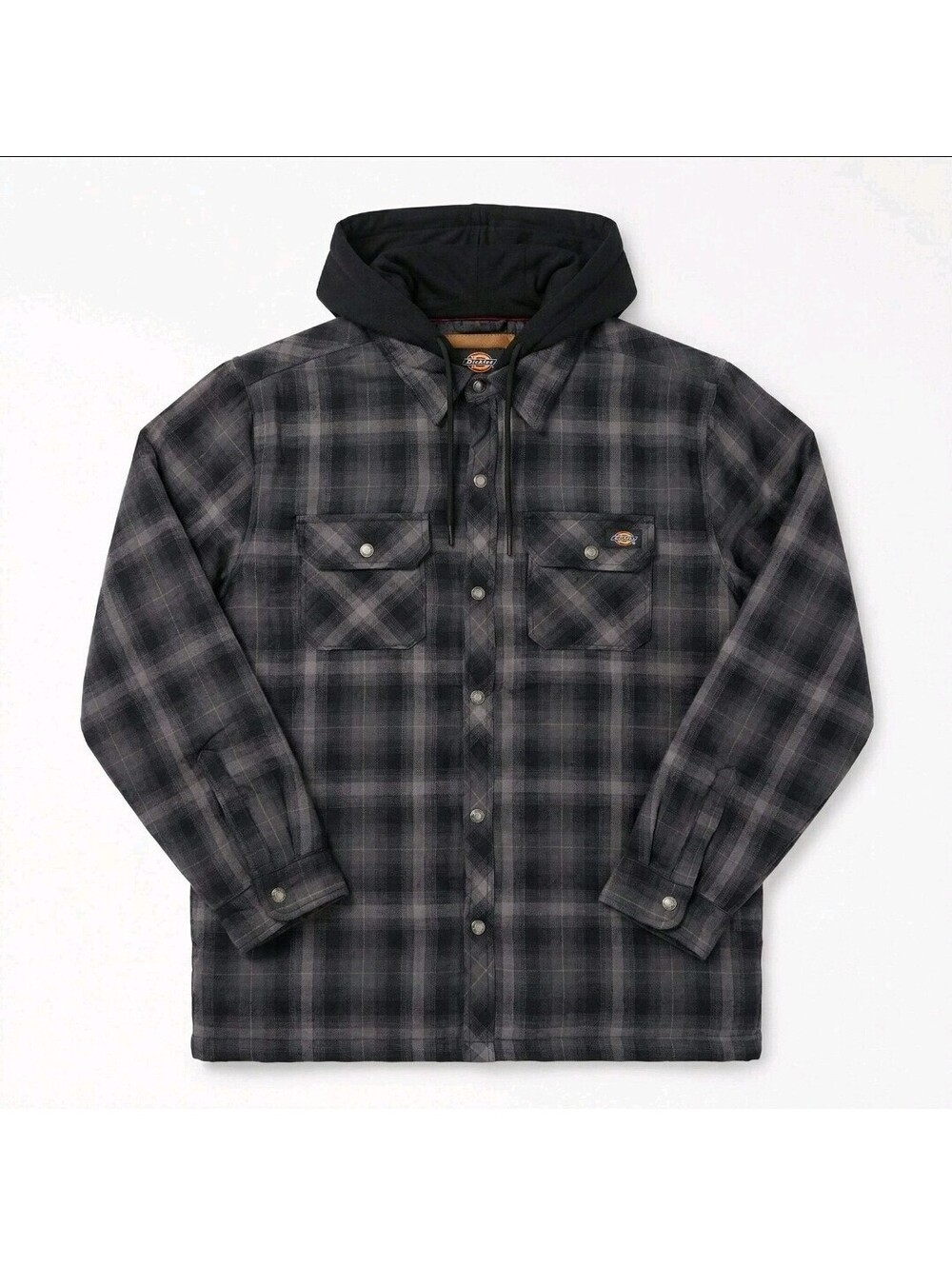 Dickies Plaid Fleece Hooded Flannel Shirt Jacket Lumberjack Streetwear Shacket